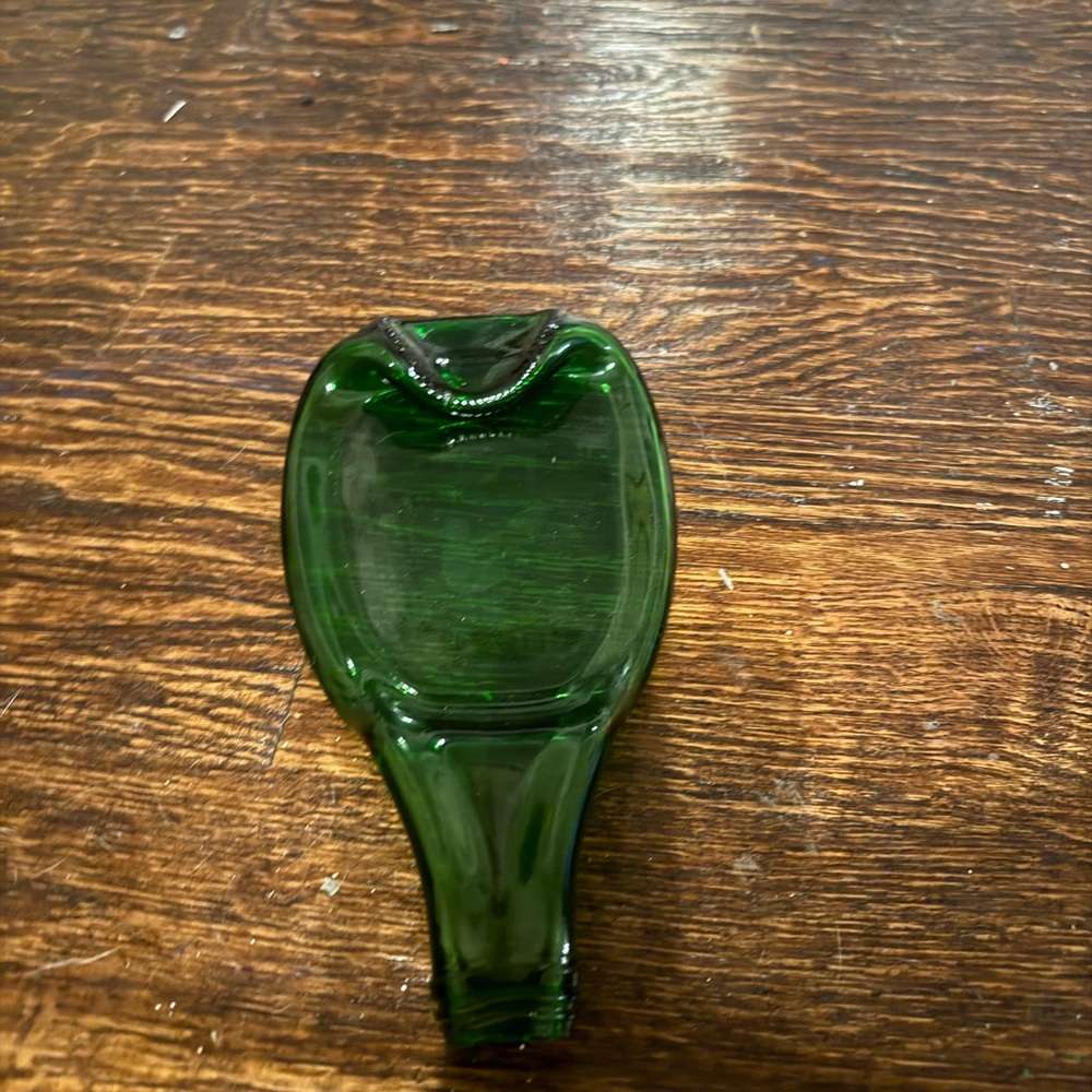 Green Glass Spoon Rest